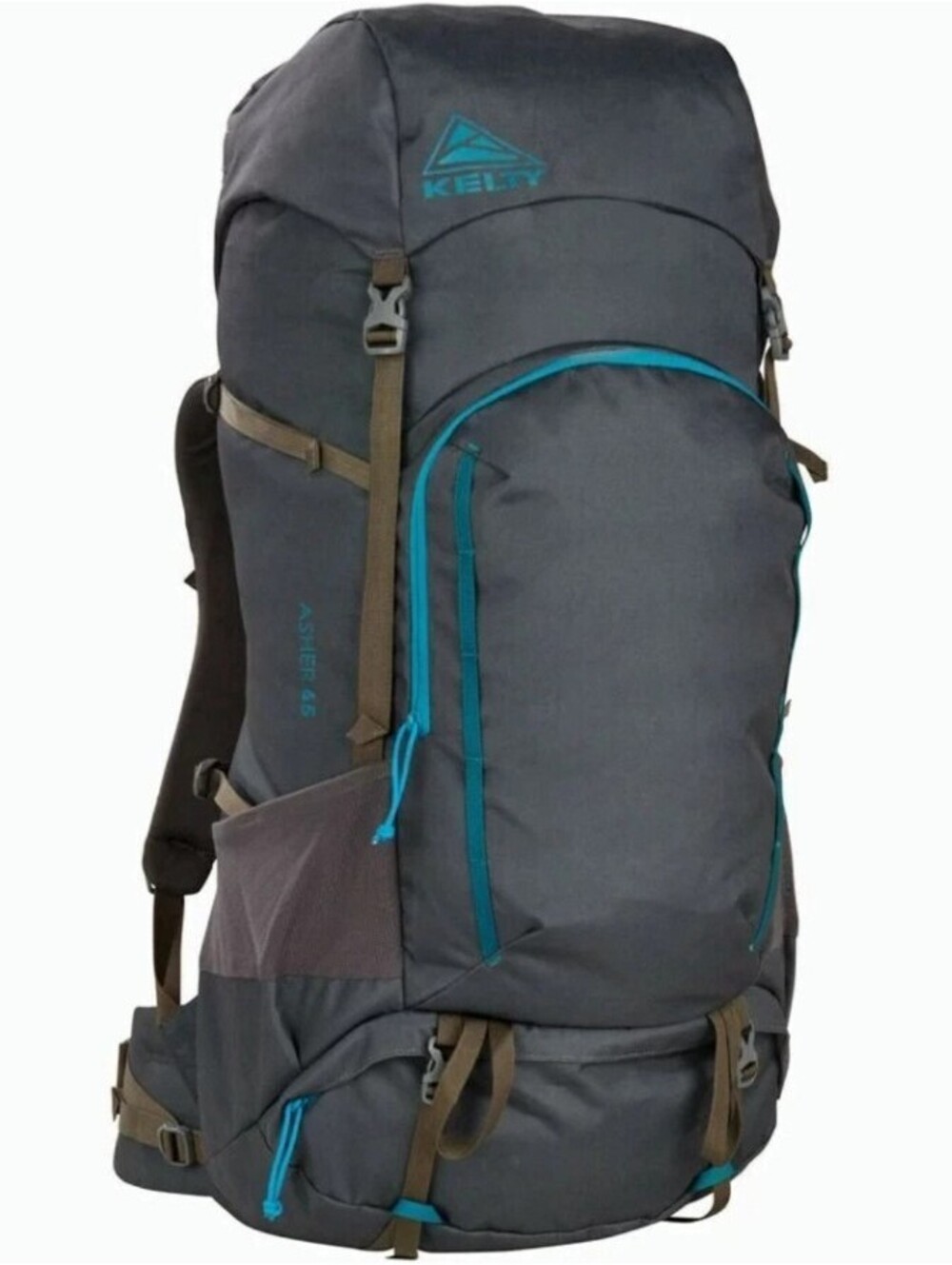 Kelty Asher 65L Backpack Beluga Stormy Blue & Black Hiking Camping Pack NEW NWT